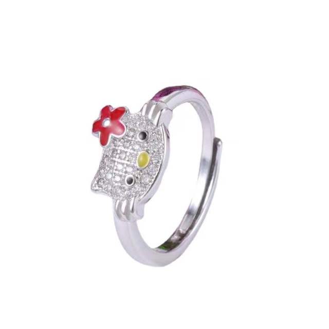 Hello kitty Sterling Silver Rhinestone Ring