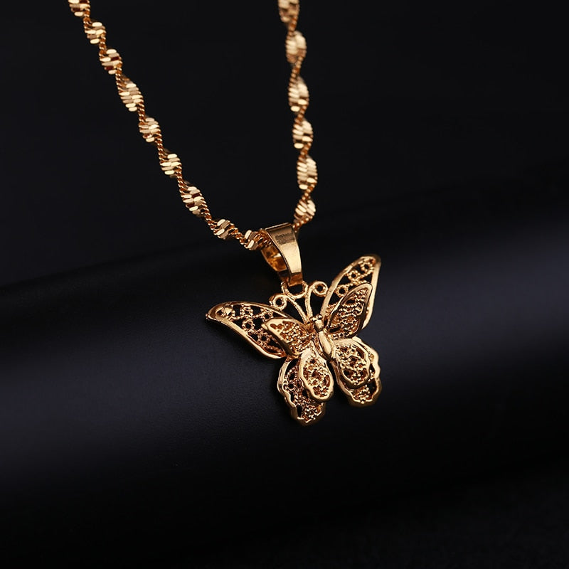 Gold Butterfly Charm Choker