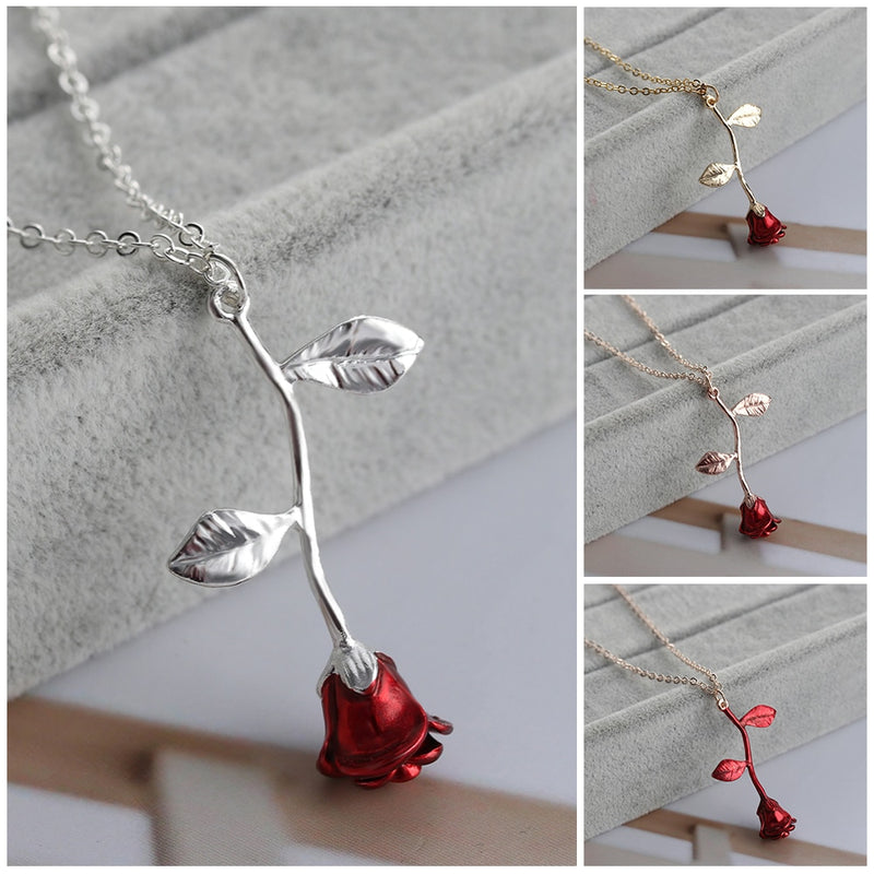 Rose Flower Pendant Necklace