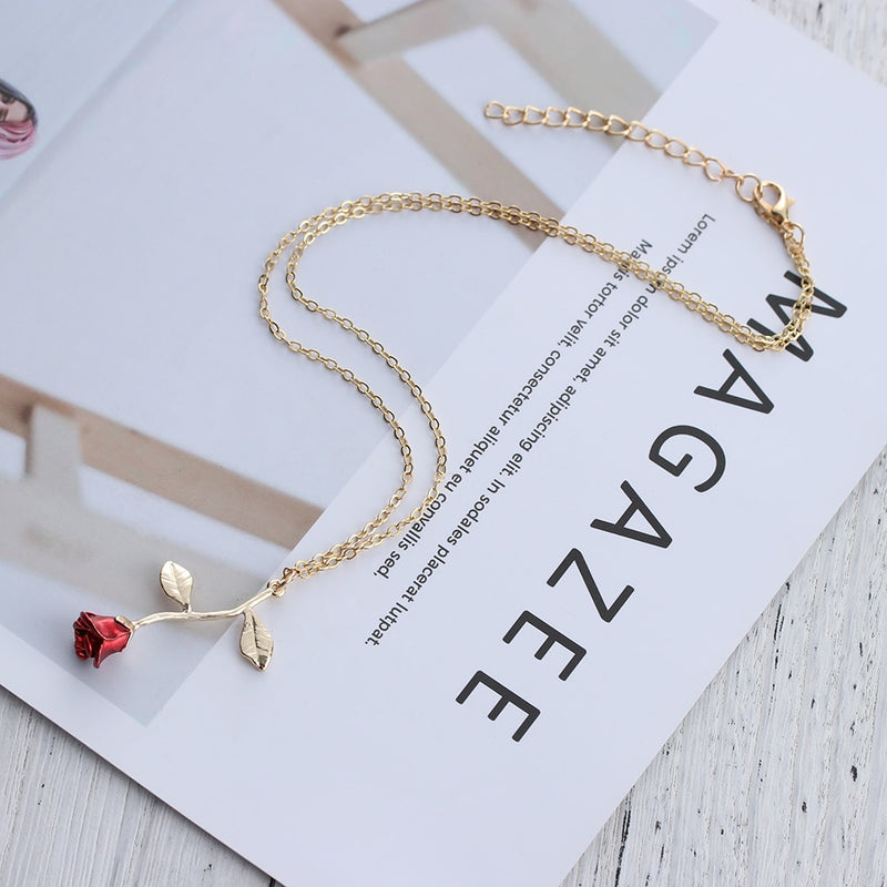 Rose Flower Pendant Necklace