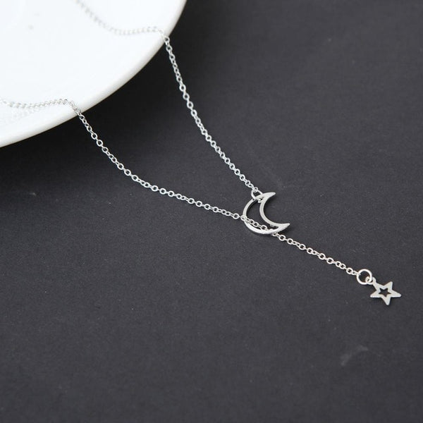 Moon Star Pendant Choker Necklace