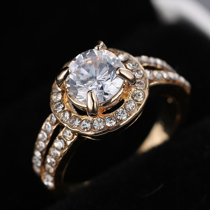 Gold Crystal Promise Ring