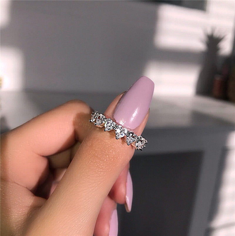 Heart to heart crystal ring