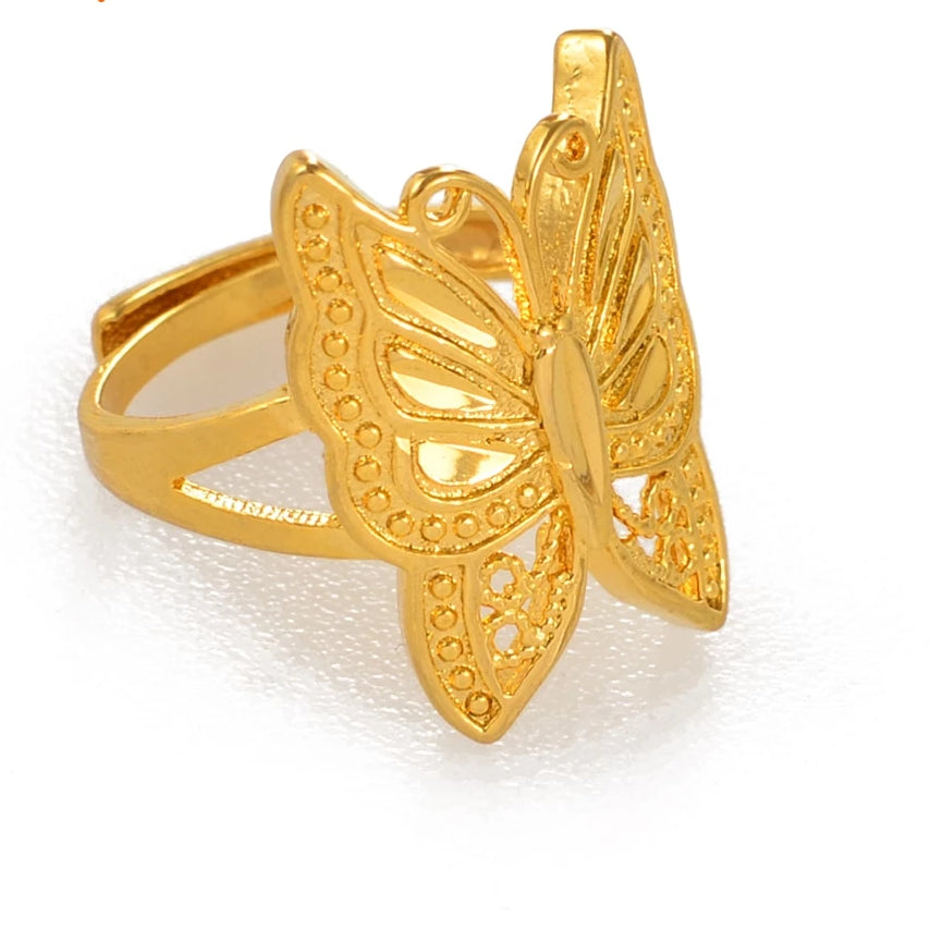 Gold Butterfly Ring Resizable