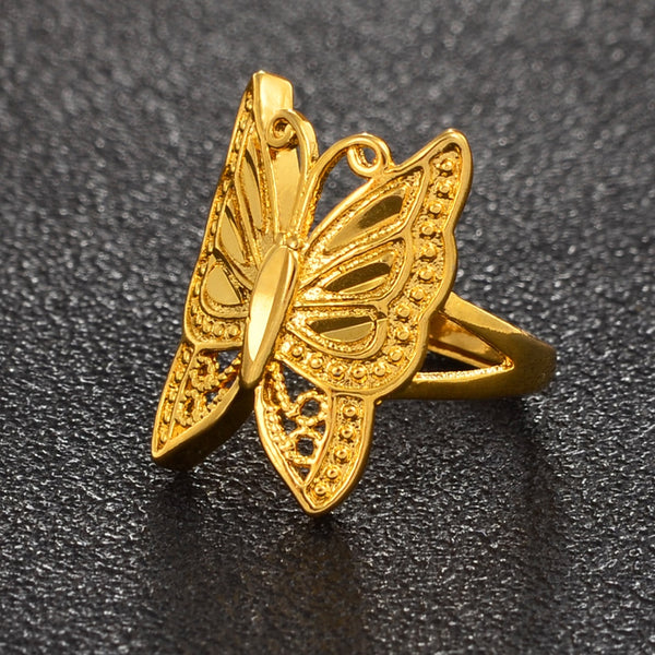 Gold Butterfly Ring Resizable